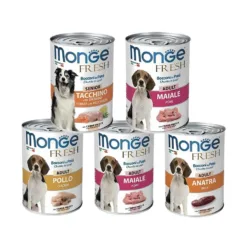 Monge Fresh Wet Dog Food Cans - Bocconi in Paté - Chunks in Loaf Variety