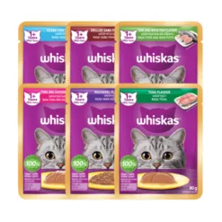 Whiskas Adult 1+ Years Wet Cat Food Pouches (80g) - Seafood & Poultry Variety